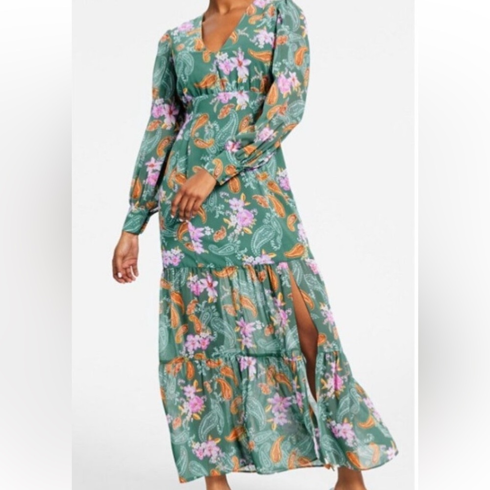 Bar III Paisley Floral Long Sleeve Dress
